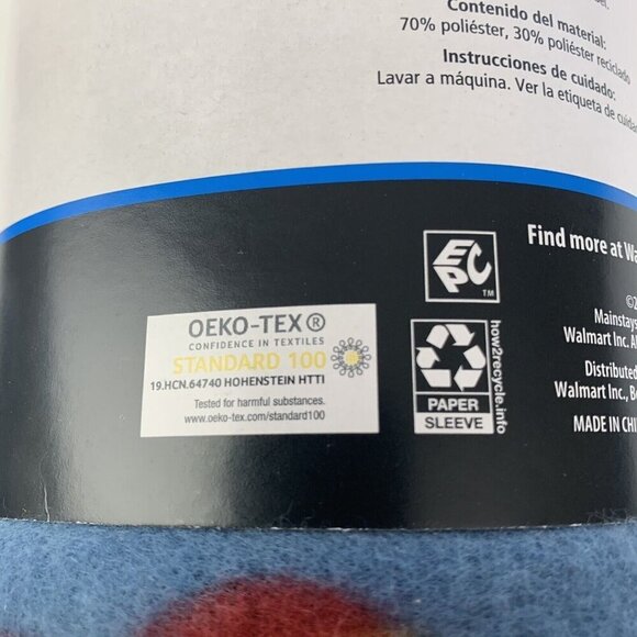 Floral Blue Fleece Throw Blanket 50" x 60"  New Main Stays Cozy - Picture 4 of 5